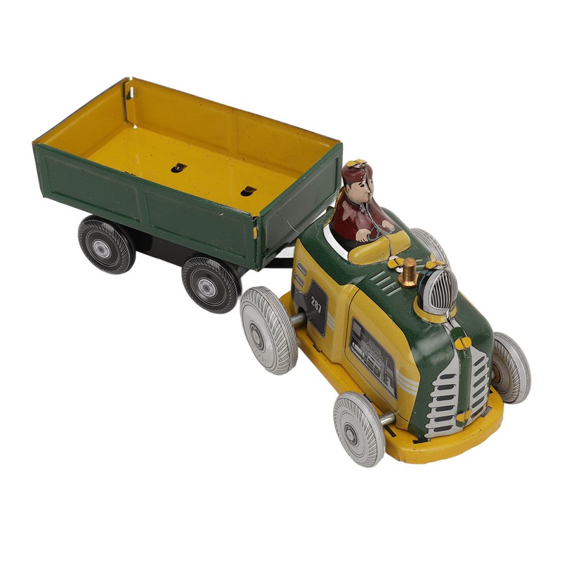 Wind Up Metal Walking Toy Tinplate Tractor Nostalgic Handmade Delicate