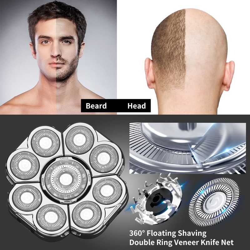 9 Blades Head Shaver Men's Electric Shaver Replacement Heads Universal