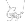 GR35Z9 Gigi Name Necklace with Heart Dainty Silver Stainless Steel