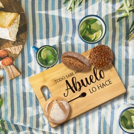 FONDCANYON Abuelo Gifts,Todo Sabe Mejor Cuando Abuelo Lo Hace Spanish Grandpa Gift Bamboo Cutting Board Kitchen Decor,gifts for Abuelo Grandpa Birthday Christmas Father's Day, Abuelo Gifts In Spanish