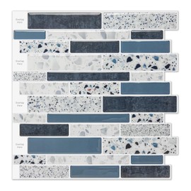 LONGKING Peel and Stick Backsplash Tile for Kitchen, Stick on Tile on Wall, Bathroom (Blue Stone)