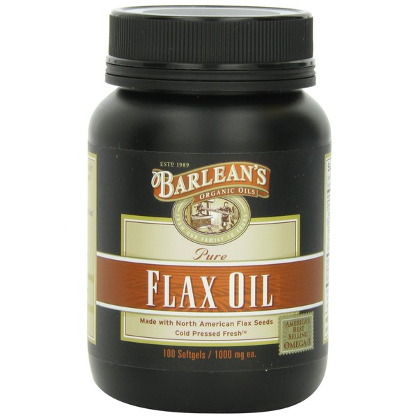 Barlean's Organic Oils Fresh Flax Oil Softgels, 100 Count Bottle