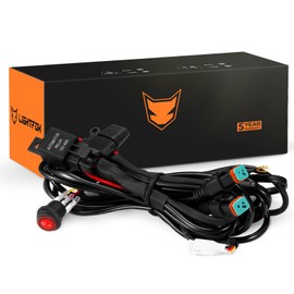 LIGHTFOX LED Light Bar Wiring Harness Kit-14AWG Wiring Kit with 12V Power Relay 40A Blade Fuse On/Off Flush Mounted Switch Dual DT 2-Pin Waterproof Connectors for LED Work Light-2 Lead (Square)