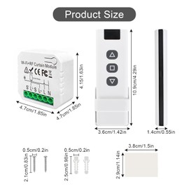 Naapesi Wireless Roller Shutter Control Retrofit Set - Roller Shutter Motor Control from Receiver Module + RF Remote Control, Up to 100 m Range, Wireless Switch for Blinds, Awnings, Roller Shutters