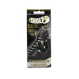 Shoeps Elastic Laces, 14 pieces - Black Gold Button, Regular