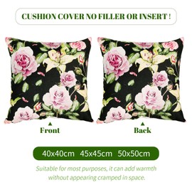 Homxi Cushion Covers 18 x 18in Pack of 2,Pink Green Black Floral Throw Pillow Covers Waterproof Linen Double Sided Bed Decorative Pillows