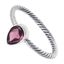 JEWELSTREZORO Granat Edelstein-Bandring für Herren und Damen, alle Größen, 925er-Sterlingsilber, handgefertigter Geschenkartikel, Schmuck TSR122C_70 (22.3)