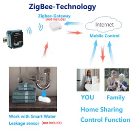 FRANKEVER DN32 Smart Water Valve 1 inch Zigbee Hose Timers for Watering, Remote Control Faucet Timer for Hose Compatible with Alexa Google Home and Siri,Zigbee Hubs Not Included (DN32(1" 1/4))