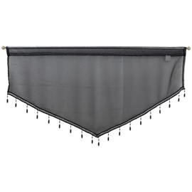 apott Black Sheer Valances for Windows 3 Panels Beaded Valance Curtains Short Drapes Rod Pocket for Bedroom Nursery Living Room, 23.6x51 inch