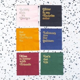 Wine is Better with Friends Gold Foil Cocktail Beverage Napkin | Wine Tasting Dinner Party | Girls Night Out Birthday Cocktail Napkin | Thanksgiving Beverage Napkin by MODLOUNGE paper company