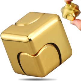 Metal Fidget Spinner Cube Kinetic Toy for Kid Adult, Cool EDC Small Gadget Desk Toy Finger Game for Boy Men Gift Classroom Prize, 2-in-1 Hand Spinner Infinity Cube Block Gyro for Stress Relief