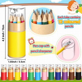 Humyoun 12 Sets Small Pencils Bulk 2 HB Mini Half Golf Pencils with Sharpener 3.5 Inch Cute Colorful Pre-sharpened Short Pencil for Kid Children Classroom Back to School Graduation Gift Supplies
