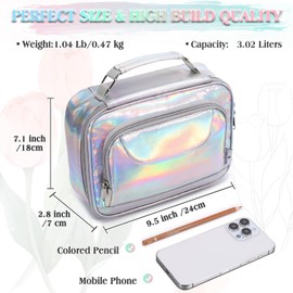 VX VONXURY Pencil Case, Large Capacity Pencil Case, Portable Pen Organiser with 2 Removable Levels, 54 Pieces, Pencil Cases for School, Office, College, Makeup Bag, silver, Cosmetic bag