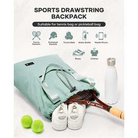 Paul Frank Tennis Bag,Tennis Pickleball Backpack For Women,Pickleball Bag,Gym Bags For Men Drawstring Backpack Holds 2 Rackets Grey Green