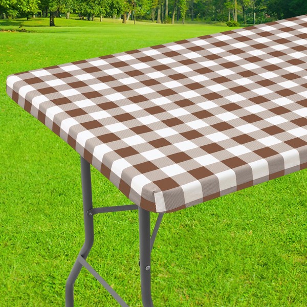 smiry Rectangle Table Cloth Cover, Elastic Waterproof Fitted Vinyl Table