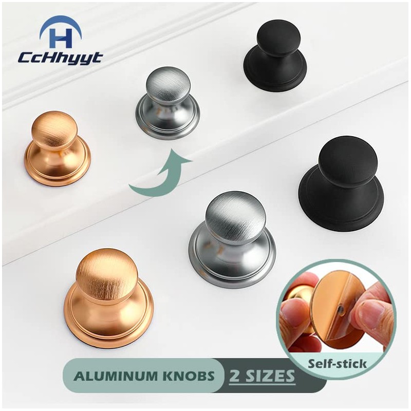 CcHhyyt 6 Pack Self-Stick Knobs Brushed Nickel Self-Adhesive Drawer Knobs