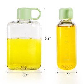 ZEAYEA 2 Pack Portable Flat Water Bottle, 12 oz BPA Free Tritan Slim Drinking Bottle, Plastic Travel Flask for Outdoor Sports, Camping, Fitness, Gym, Fits Purse Bag Pocket