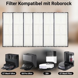 Bpbdzz Pack of 6 Accessories for Roborock S8/S8+/S8 Pro Ultra/S7/S7 MaxV/S7 MaxV Ultra/S7 Max Ultra/S7 Pro Ultra, Washable and Reusable, Premium Filter Accessory Set, Replacement Parts