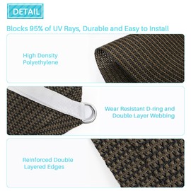 Coarbor 18'x20' Sun Shade Sail Outdoor Canopy Cover Rectangle Heavy Duty Shade Cloth for Backyard Yard Deck Patio Garden Outdoor, Brown