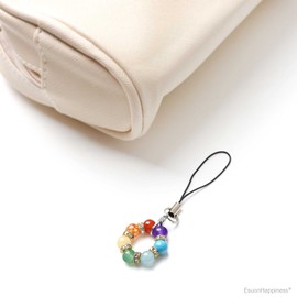 EsuonHappiness Amulet, Natural Material, Power Stone, 7 Color Natural Stones, Gorgeous Design, Cute Size, Wallet,, Stone, Quartz, Carnelian, Amber
