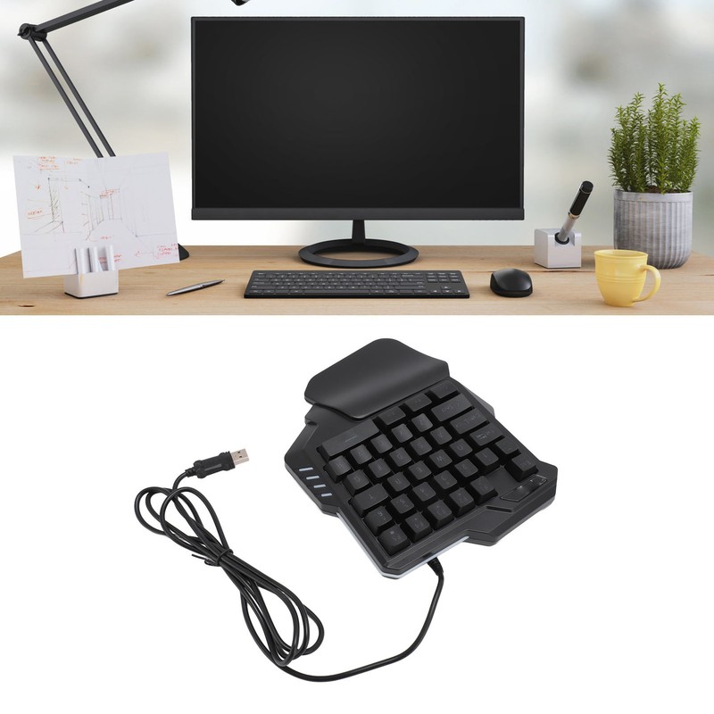 One Handed Gaming Keyboard 35 Keys Portable Gaming Keypad Backlight