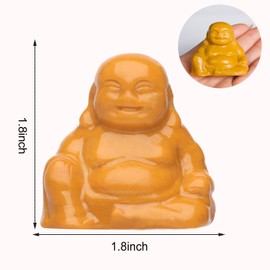 Hguxmcu Gold Stone Crystal Laughing Buddha Statue Meditation Decor Spiritual Art Piece Healing Stone Figurine Zen Altar Sculpture Feng Shui Gift Yoga Space Ornament Peaceful Home Temple Collectible