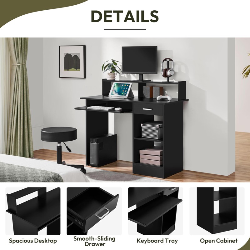 Yaheetech Home Office Wood Computer Desk with Drawers and Pull-Out