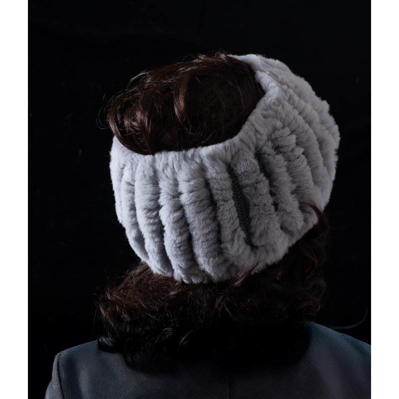 HEIZZI Women's Real Fur Headband & Black Infinity Scarf -