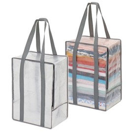 Astro 112-12 Clear Storage Case, Large Size, Set of 2, Storage Bag with Handle, Sturdy and Durable, Easy to Carry, Large Capacity, Clothes Storage, Clothes Case, Visible Contents, Can Be Worn Over the
