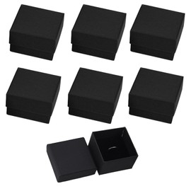 Pack of 6 Kraft Small Jewellery Boxes, Gift Box with Lid, Gift Box, Jewellery Box, Ring Boxes, Black Jewellery Packaging for Bracelets, Rings, Earrings, Necklace (5 x 5 x 3.7 cm)