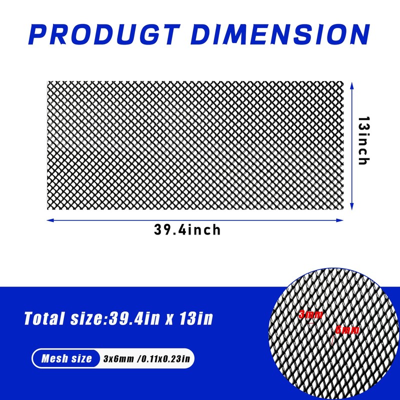 Sylvil Car Grill Mesh, Heavy Duty Aluminum Alloy Grille Insert