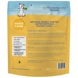 Sweet Comb Buffalo Trachea Tubes Dog Chews, Natural Honey Coated, 5 Pack, 1 Count (Pack of 5)