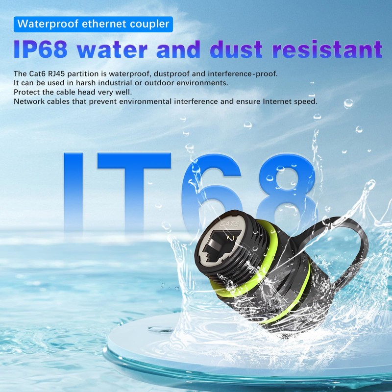 Danfetsoy RJ45 Panel Mount Coupler IP68 Waterproof, RJ45 Connector Waterproof