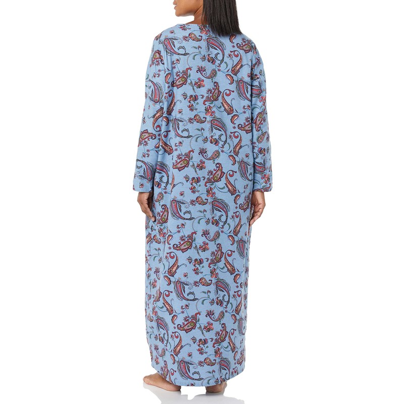 AmeriMark Vestido de noche largo de franela con estampado floral