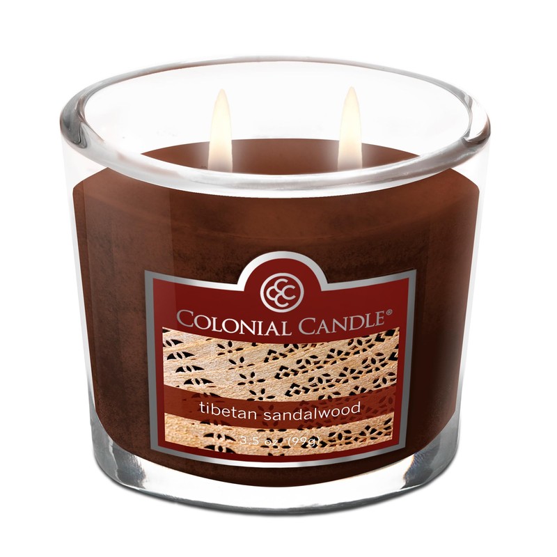 Colonial Candle Tibetan Sandalwood Scented Jar Candle, 2 Wick, 3.5