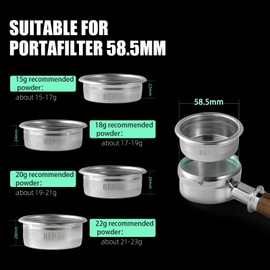 MHW-3BOMBER 58mm Portafilter Basket Filter 18g, Double Structure Filtration Bottom Thickness 0.8 mm, Precision Espresso Basket Filter Stainless Steel Model: FB5628