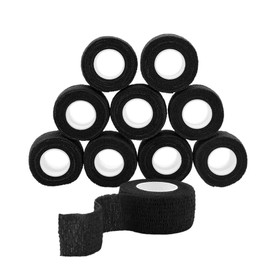 GooGou Self Adhesive Wrap Bandage Cohesive Bandage Breathable Self Adherent Wrap for Sprain Swelling and Soreness on Wrist and Ankle 10PCS 1 in X 14.7 ft (Black)