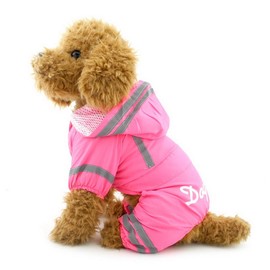 SELMAI Waterproof Raincoat Pet Rainwear Clothes for Small Dogs Hooded Mesh Lined Soft Lightweight Puppy Rain Poncho Jacket Jumpsuit with Strip Pink M
