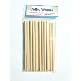 15cm Wooden Craft Sticks - Hardwood Dowels Poles 6mm Diameter 20 Pack