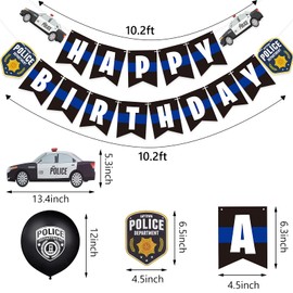 Sumind 32 Pieces Police Party Decorations Set Police Academy Graduation Party Swirls Set Including 20 Latex Balloons 2 Banners 10 Hanging Swirls Birthday Decorations