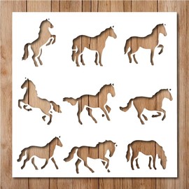 Horse Stencil | Reusable Western Horse Stencils for Painting on Wood, Glass, Wall, Rock, Walls, Glassware, Canvas (8x8)