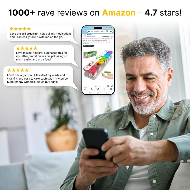 Bexeen XXL Pill Organizer That Holds EVERYTHING! Convenient, Portable &