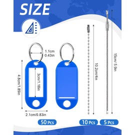 Caianwin 65 Key Labels Tags Set, 10 Color Key Tag With 10 Ball Beads Chains And 5 Wire Keychain Cable for Keys, Pets, Luggage & Memory Stick Tags