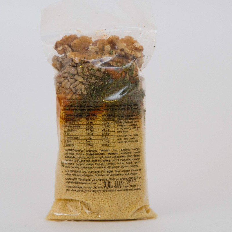 TentMeals Camping and Expedition Food: Moroccan Couscous Main Meal. 1x