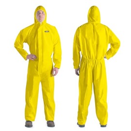 Hazmat Suit Disposable Coverall | Heavy Duty Full Body Paint Coverall & Suit in 7 Sizes - Medium, Yellow, 1
