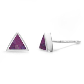 Boma Jewelry Sterling Silver Triangle Inlay Stud Earrings (Purple Turquoise)