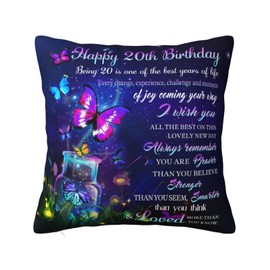 YSBLGWE 20 Year Old Birthday Gifts for Her, 20th Birthday Gifts for Women 18x18 Pillow Cover, Gifts for 20 Year Old Female, Best Gifts for 20 Year Old Girl, 20th Birthday Decorations for Women Sister