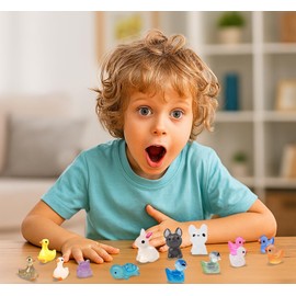 SparkleFab 130 Pcs Luminous Mini Resin Animals Bulk, Glow in The Dark Ducks, Frogs, Pandas, Rabbits, for Fairy Garden, Micro Landscape, Aquarium and Potted Plant Decorations