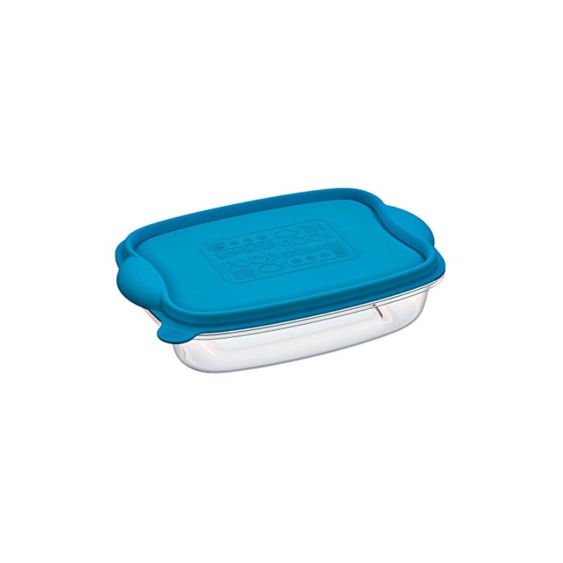 Mongarid Rectangular Shape Food Containers, 0.5 Liters, Transparent/Blue, 0.5 L