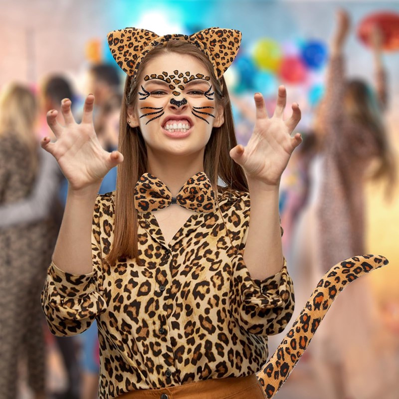 RCYHCY Leopard Costume Set, 4 Pieces Carnival Leopard Costume Women